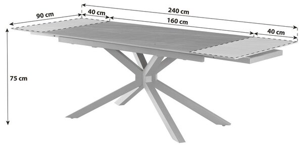 P & B Jedilna Miza Lorenzo, Keramika, 160-240x90