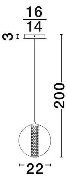 Viseča LED svetilka NAVI/3000K/8W/934Lm/ ZLATA V SIVI BARVI NL9186951