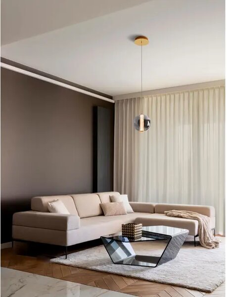 Viseča LED svetilka NAVI/3000K/8W/934Lm/ ZLATA V SIVI BARVI NL9186951