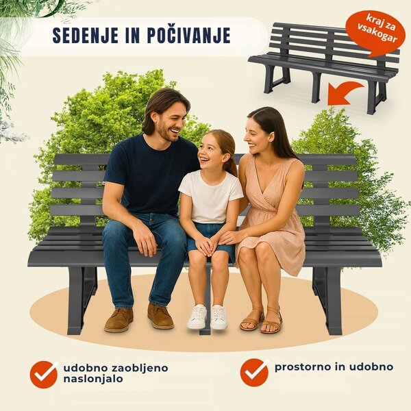 Vrtna klop ORCHIDEA, 145x49x74cm, antracit I.P.A.E-Progarden