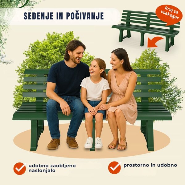 Vrtna klop ORCHIDEA, 145x49x74cm, zelena I.P.A.E-Progarden