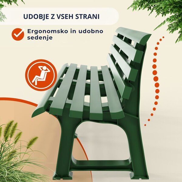 Vrtna klop ORCHIDEA, 145x49x74cm, zelena I.P.A.E-Progarden