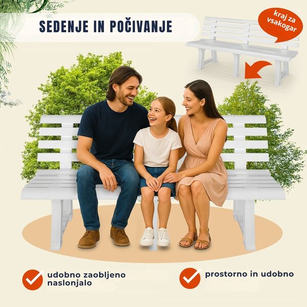 Vrtna klop ORCHIDEA, 145x49x74cm, bela I.P.A.E-Progarden