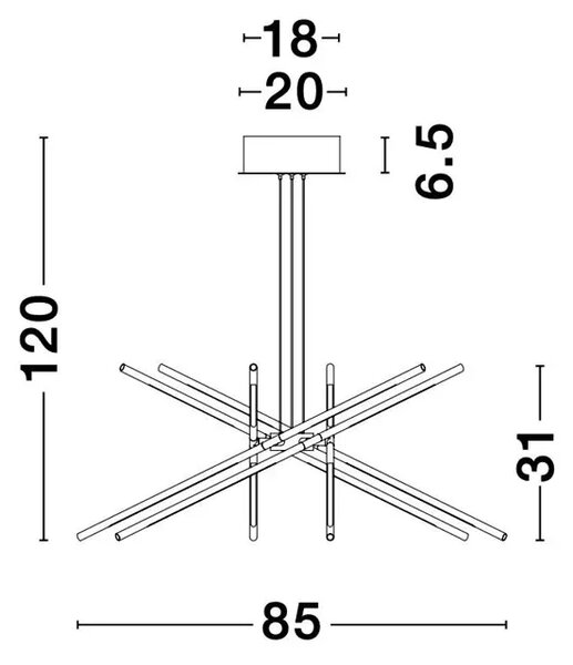 VISEČA LED SVETILKA RACCIO 68W/3000K/5397lm/DIMM/IP20/ČRNA NL9180783