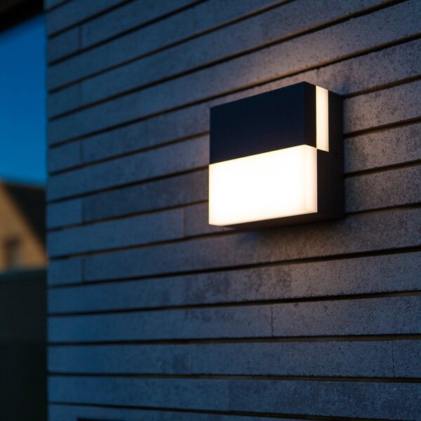 LUTEC LED-stenna svetilka za zunanjo uporabo DOMINO, temno siva, 14 x cm, IP65, Siva, Aluminij, Sodobni