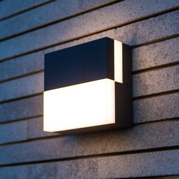LUTEC LED-stenna svetilka za zunanjo uporabo DOMINO, temno siva, 14 x cm, IP65, Siva, Aluminij, Sodobni