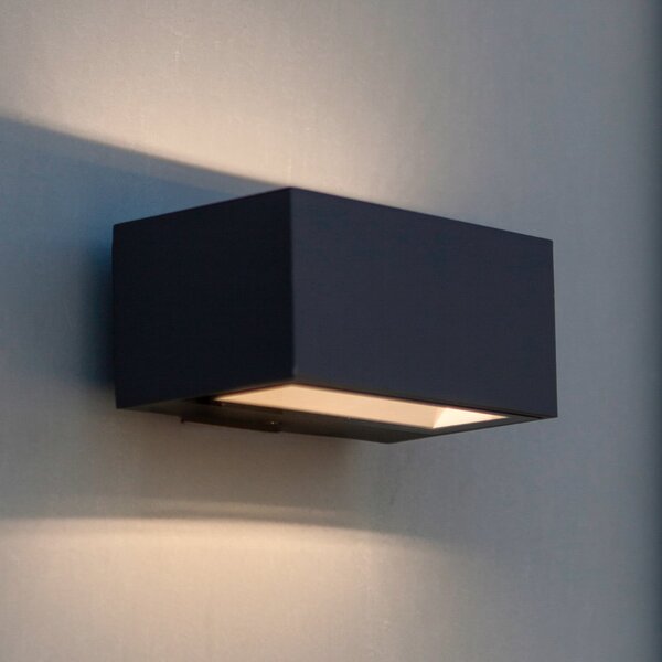 LUTEC Zunanja LED-stenna svetilka GEMINI, temno siva, 14 cm, IP54, svetloba, Siva, Aluminij, Sodobni, Stenska kotna