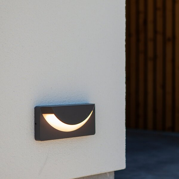LUTEC Zunanja LED-stenna svetilka LUPS, temno siva, širina 23 cm, IP54, Siva, Aluminij, Sodobni, Stenska kotna