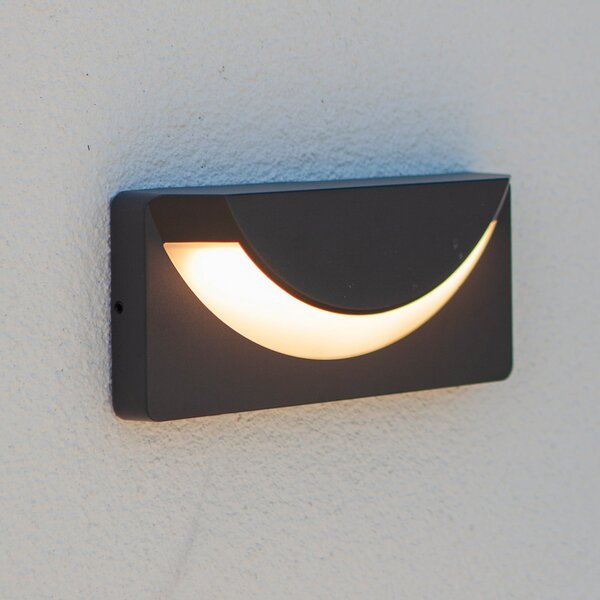 LUTEC Zunanja LED-stenna svetilka LUPS, temno siva, širina 23 cm, IP54, Siva, Aluminij, Sodobni, Stenska kotna