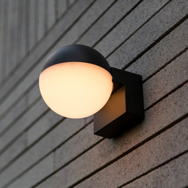 LUTEC Zunanja LED-stenna svetilka LOOMA, temno siva, Ø 10 cm, kovinska, IP54, Siva, Aluminij, Sodobni, Okrogla stena