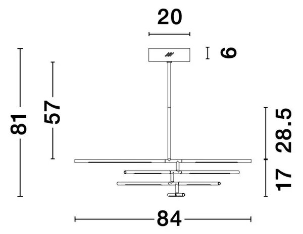 VISEČA LED SVETILKA RACCIO 48W/3000K/3633lm/DIMM/IP20/ČRNA NL9180780