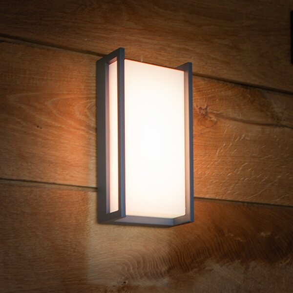 LUTEC connect LED pametna zunanja stenska svetilka QUBO, temno siva, 22 cm, IP54, RGB, CCT, Siva, Aluminij, Sodobni