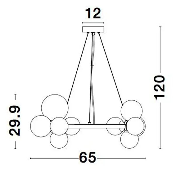 VISEČA SVETILKA ODILLIA 11×G9/230V fi65 ČRNA/PROZORNA NL9009249