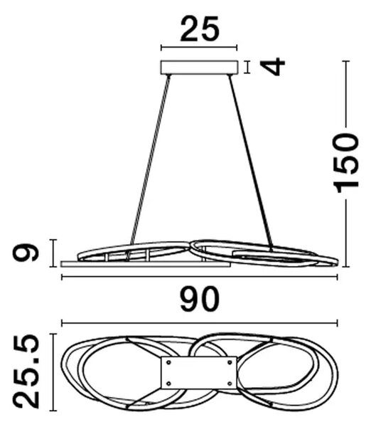 NUDOS LED VISEČA SVETILKA 80W/3000K/5600lm/DIMM/IP20/ZLATA NL9289085