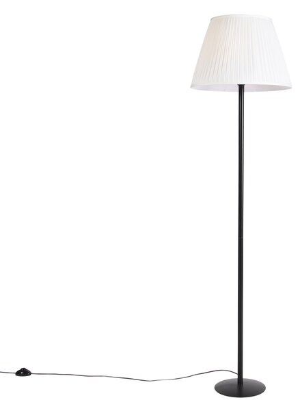 Moderna stoječa svetilka črna z belim nabranim odtenkom 45 cm - Simplo