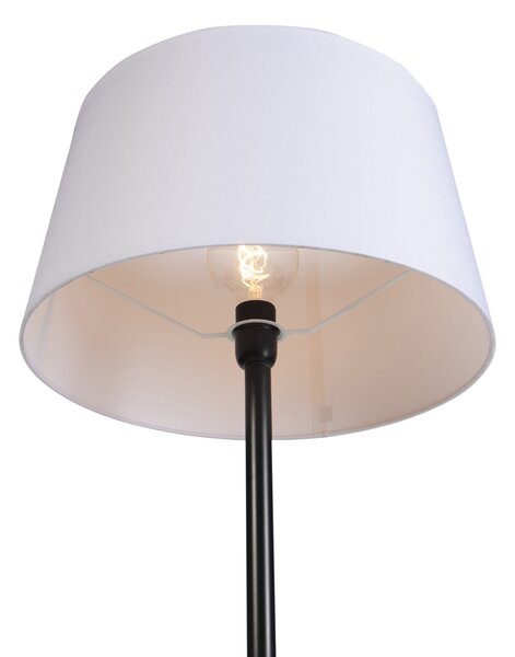 Stoječa svetilka črna s platnenim odtenkom bele barve 45 cm - Simplo