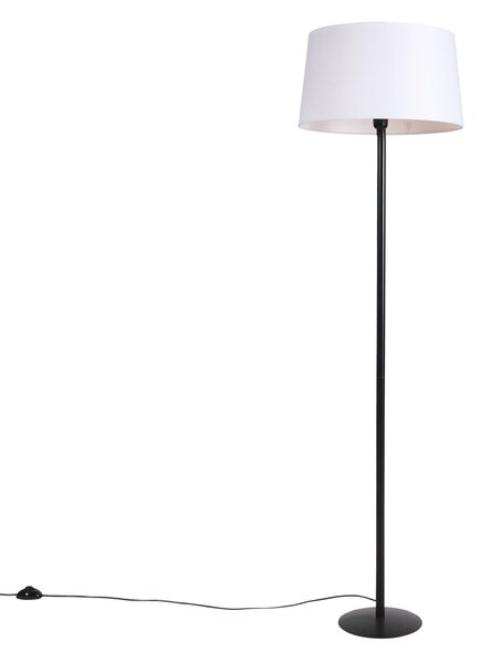 Stoječa svetilka črna s platnenim odtenkom bele barve 45 cm - Simplo