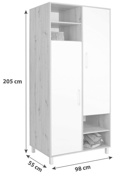 Modern Living Omara Za Oblačila Box, Bela, Barva Hrasta