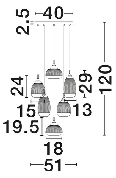 VISEČA SVETILKA MOND E14 /IP20/ SATEN ZLATA NL9731215