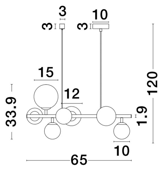 VISEČA SVETILKA ODILLIA 7×G9/230V 65cm ČRNA/SIVA NL9028857