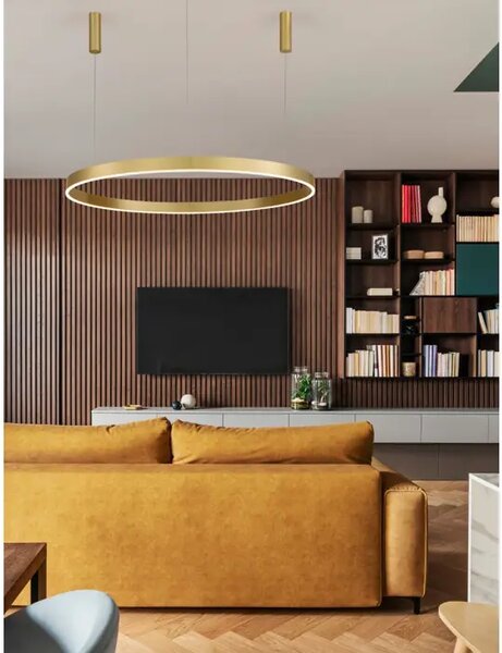 Viseča LED svetilka MOTIV 72W/3000K/5250lm/DIMM/IP20/MEDENINASTA ZLATA NL9530202