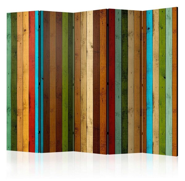 Artgeist Paravan Wooden Rainbow I, 5-Delni, Enostranski