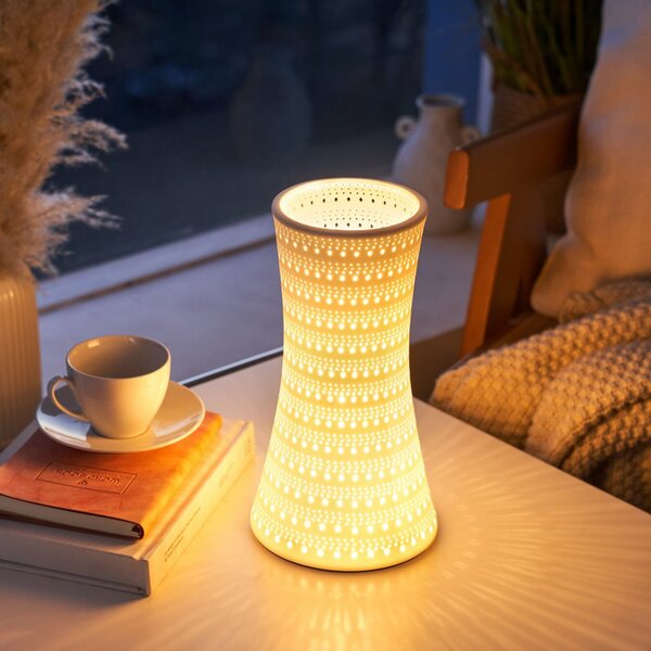 Pauleen Namizna svetilka DREAMY SUNKISS, bela, višina 29 cm, porcelan, Bela, Dnevna soba / jedilnica, Keramika, Mladostno bivanje