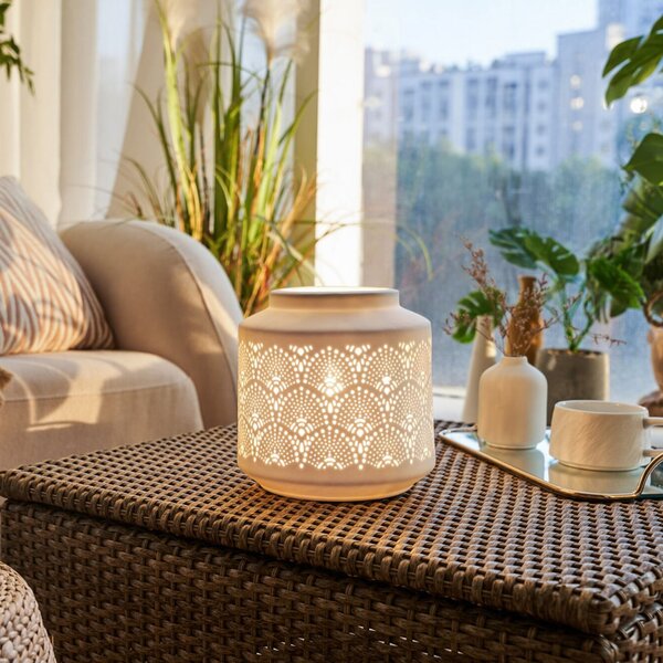 Pauleen Namizna svetilka PRETTY SUNKISS, bela, višina 18 cm, porcelan, Bela, Dnevna soba / jedilnica, Keramika, Mladostno bivanje