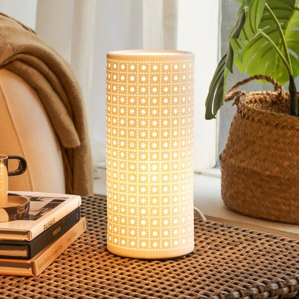 Pauleen Namizna svetilka PURE SUNKISS, bela, višina 27 cm, porcelan, Bela, Dnevna soba / jedilnica, Keramika, Mladostno bivanje