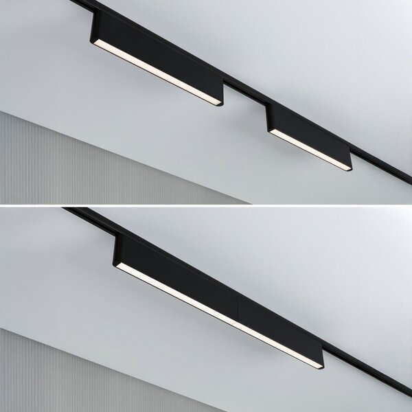 Paulmann URail LED-železniška svetilka Ceris, črna, 3.000 K, 37 cm, zatemnjen, Črna, Dnevna soba / jedilnica, Aluminij, Sodobni