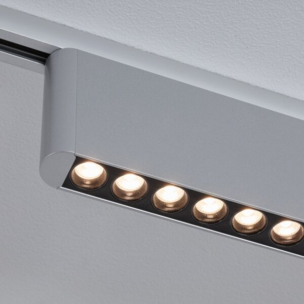 Paulmann URail LED-železniška svetilka Zelos, krom, 3.000 K, 37 cm, zatemnjen, Kovinska, Dnevna soba / jedilnica, Aluminij, Sodobni
