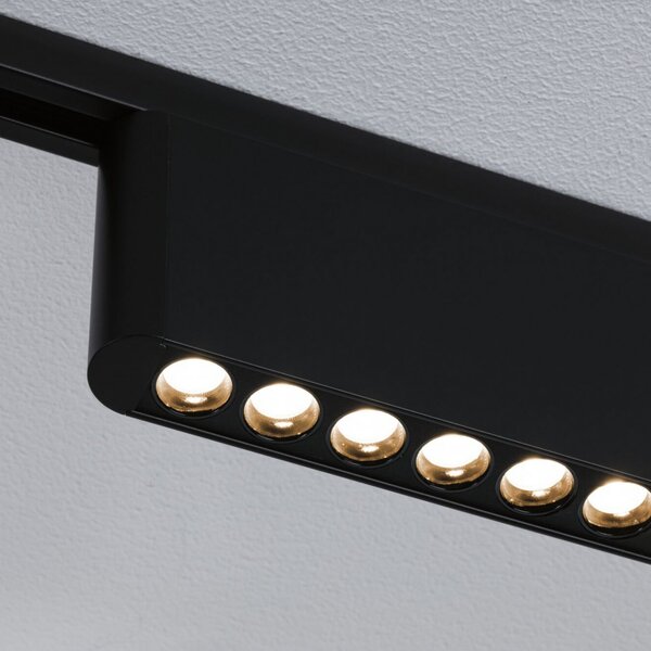 Paulmann URail LED-železniška svetilka Zelos, črna, 3.000 K, 37 cm, zatemnjen, Črna, Dnevna soba / jedilnica, Aluminij, Sodobni