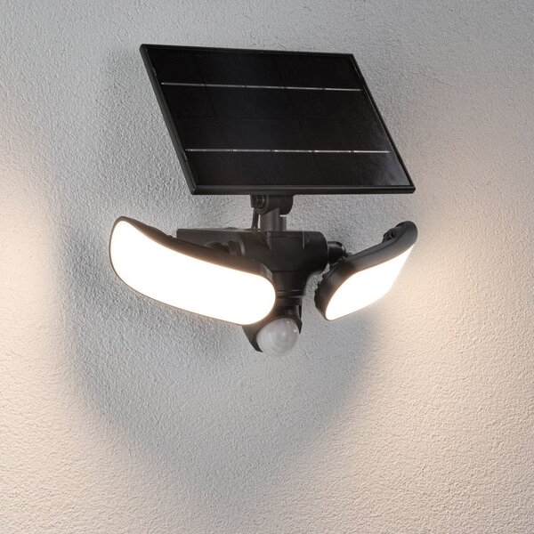 Paulmann Solarna zunanja stenska svetilka Sonlig, antracitna, senzor IP65, Črna, Plastika, Sodobni