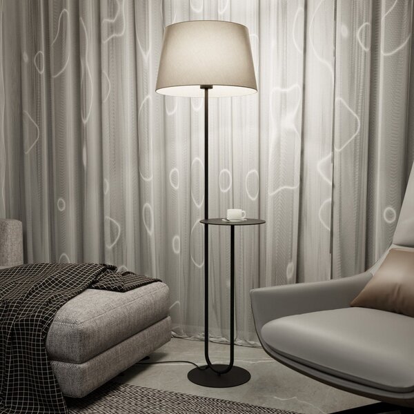 EMIBIG LIGHTING Hotelska talna svetilka, bež/črna, višina 150 cm, tkanina/kovina, Bež, Dnevna soba / jedilnica, Tkanine / tekstil, Sodobni