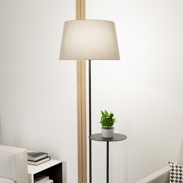 EMIBIG LIGHTING Hotelska talna svetilka, bež/črna, višina 150 cm, tkanina/kovina, Bež, Dnevna soba / jedilnica, Tkanine / tekstil, Sodobni