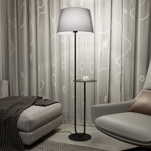 EMIBIG LIGHTING Hotelska talna svetilka, siva/črna, višina 150 cm, tkanina/kovina, Siva, Dnevna soba / jedilnica, Tkanine / tekstil, Sodobni