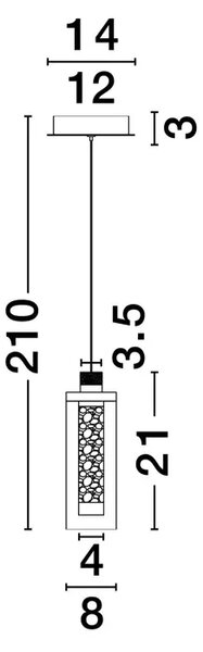 Viseča LED svetilka LUNE/3000K/9W/404Lm/ČRNA-KROMIRANA NL9520010