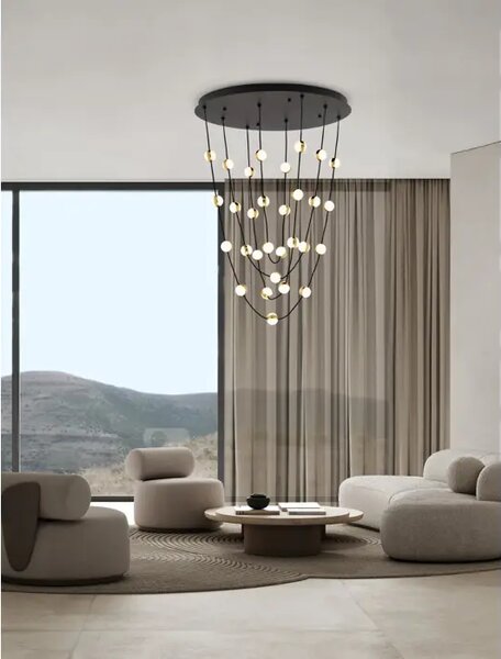 VISEČA LED SVETILKA ALCINOE/3000K/102W/8914Lm/ČRNA V ZLATI BARVI NL9511019
