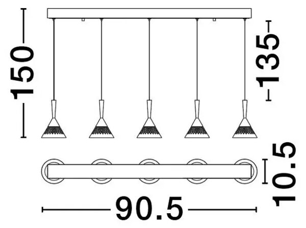PALUZ VISEČA LED SVETILKA/3000K/30W/1558Lm/ČRNA IN ROZA ZLATA NL9186964