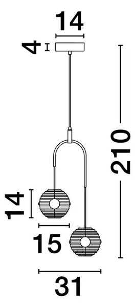 VISEČA LED SVETILKA LAS/3000K/20W/2527Lm/ČRNA & ZLATA & SIVA NL9009138