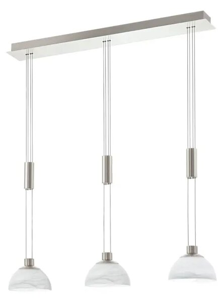 VISEČA SVETILKA 3xLED 3X6W, 3X460lm, JEKLO/NIKEL-MAT, ALABASTER BELO STEKLO MONTEFIO 93468