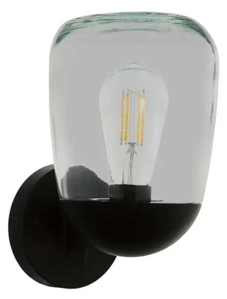 ZUNANJA STENSKA SVETILKA 1xE27 60W, IP44, ALUMINIJASTA/STEKLENA/ČRNA DONORSKA SVETILKA 98701