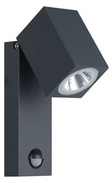ZUNANJA STENSKA SVETILKA 1xLED 5W, 3000K, S SENZORJEM, VREČKA IZ LITEGA ALUMINIJA/ANTRACIT 96287