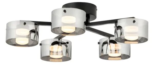 STROPNA SVETILKA/5, LED 5X7,2W, ZATEMNLJIVA, PROM 655, ČRNA/STEKLO ČRNO PROZORNA SVETILKA 39874