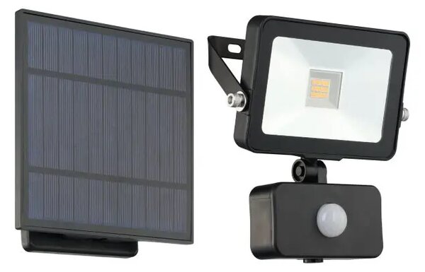 ZUNANJI REFLEKTOR 1xLED 15W0.03W, SONČNI, IP44, SENZOR, ČRN VILLAGRAPPA 900247