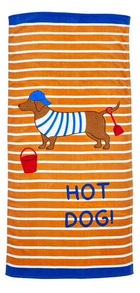 Oranžna bombažna brisača za na plažo 76x160 cm Hot Dog – Catherine Lansfield