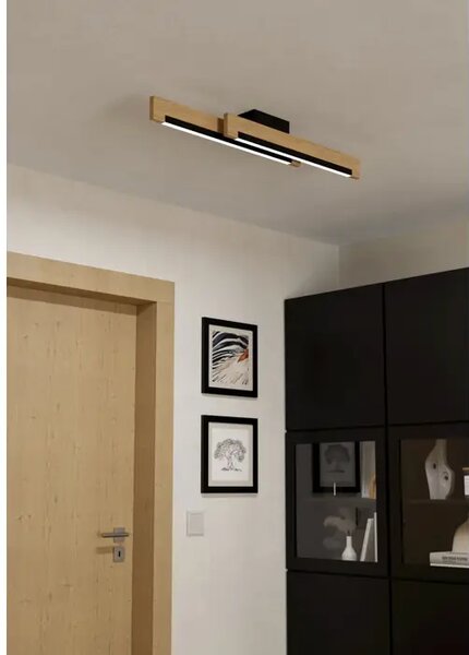 STROPNA SVETILKA 2xLED 2X10W, ZATEMNLJIVA LESENA/ČRNA CAMACHO 901736