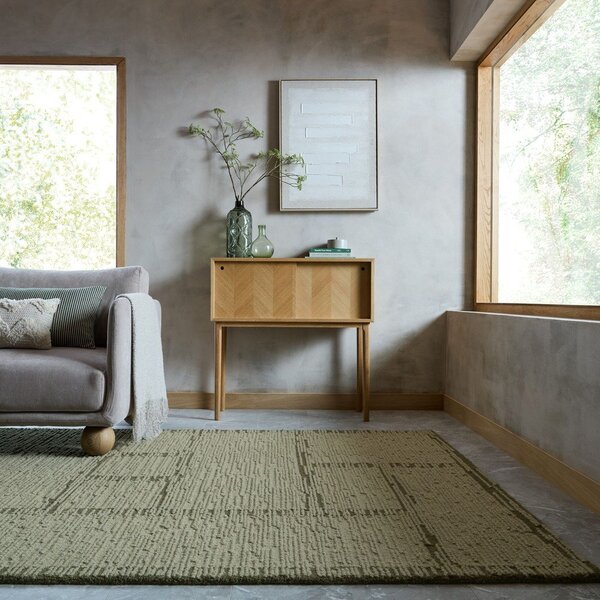 Zelena ročno tkana volnena preproga 140x200 cm Harris Modula Wool – Flair Rugs