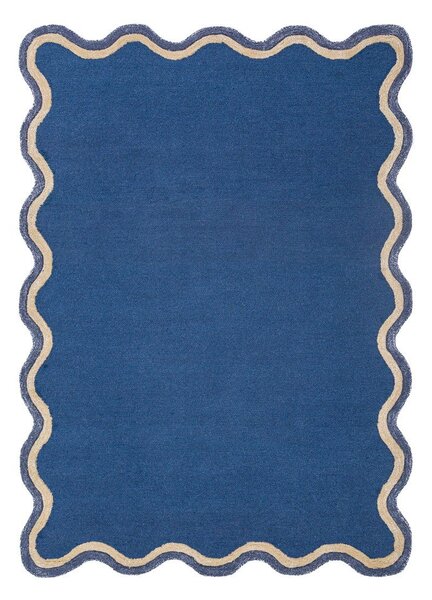 Temno modra ročno tkana preproga iz mešanice volne 120x170 cm Rivo Wool – Flair Rugs