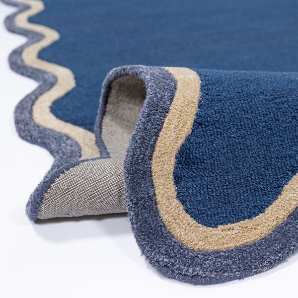 Temno modra ročno tkana preproga iz mešanice volne 120x170 cm Rivo Wool – Flair Rugs